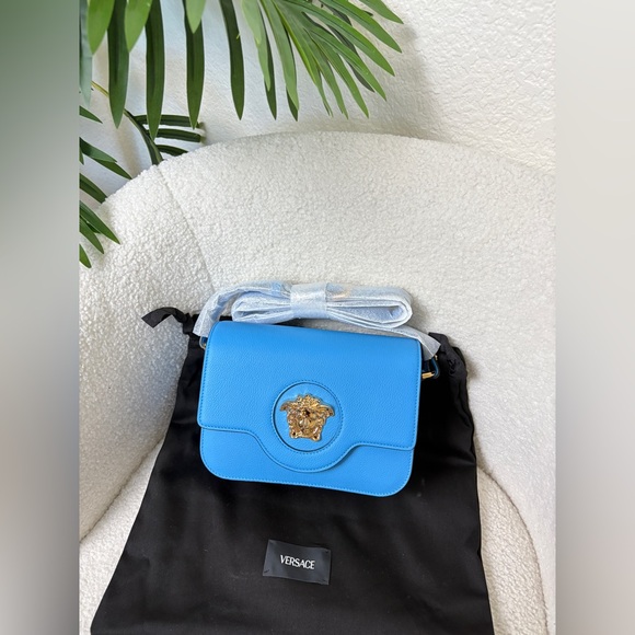 Versace Small La Medusa Shoulder Bag In Blue NWT - Picture 1 of 8